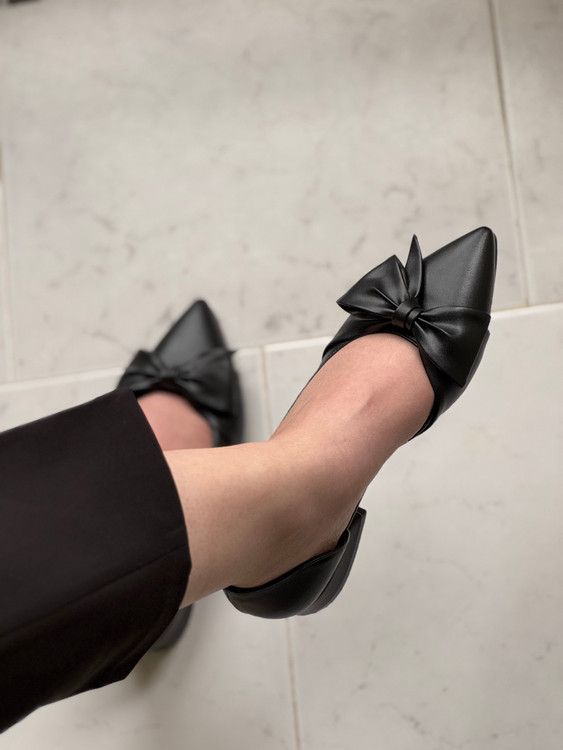 کفش پاپیونی پاشنه ۲ سانت مشکی مات