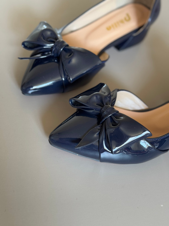 کفش دخترانه پاپیونی سرمه ای