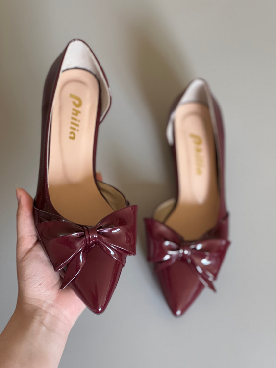 کفش مجلسی پاپیونی آلبالویی