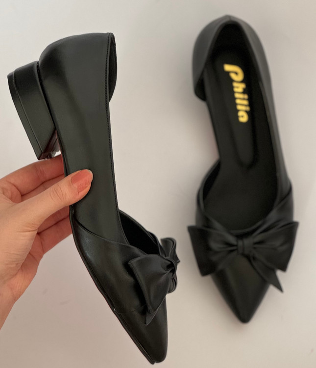 بابت پاپیونی مشکی مات پاشنه ۲ سانت