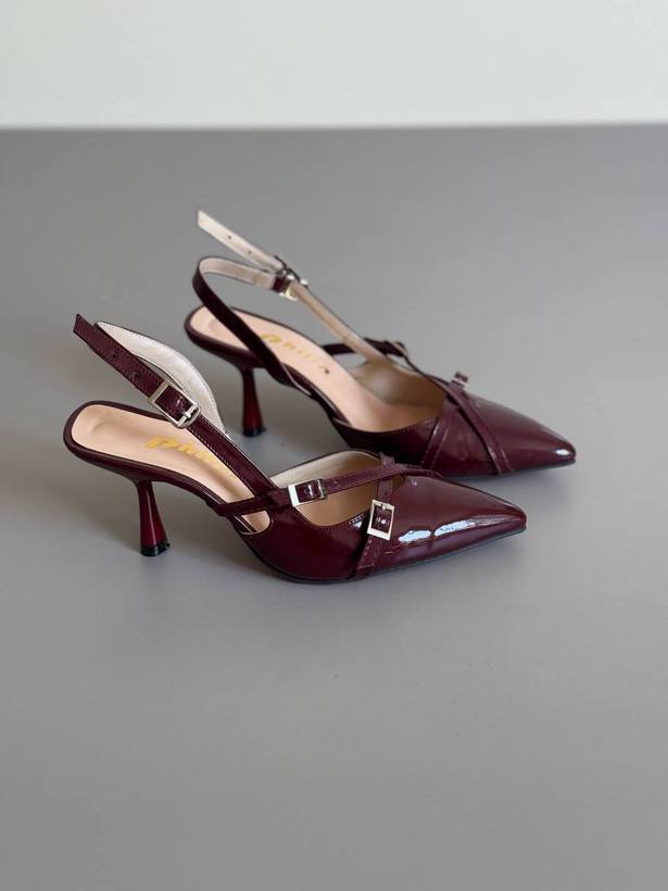 کفش آلبالویی ورنی