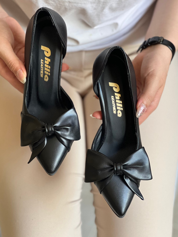 کفش پاپیونی پاشنه بلند مشکی