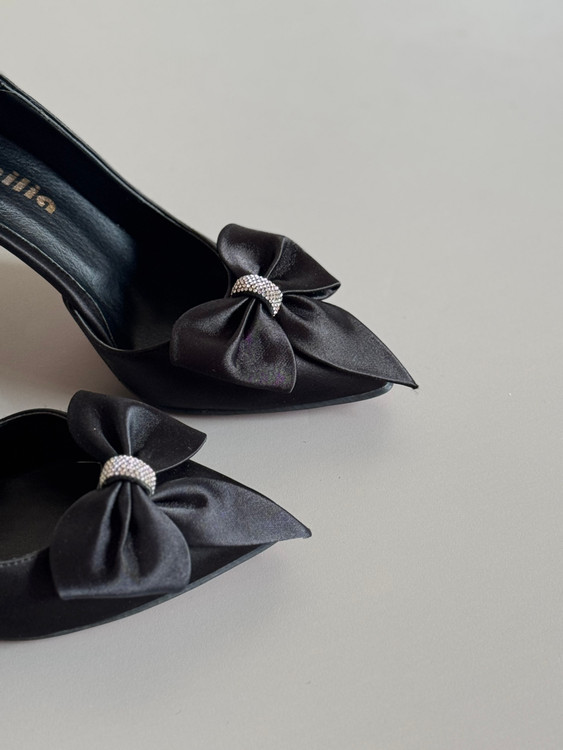 کفش پاپیونی ساتن نگینی