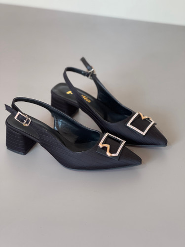 کفش مجلسی سگکی ساتن مشکی