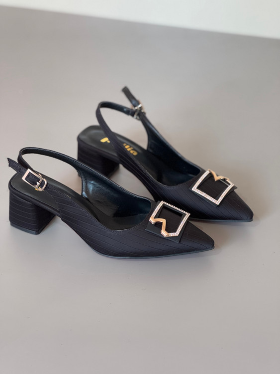 کفش مجلسی سگکی ساتن مشکی