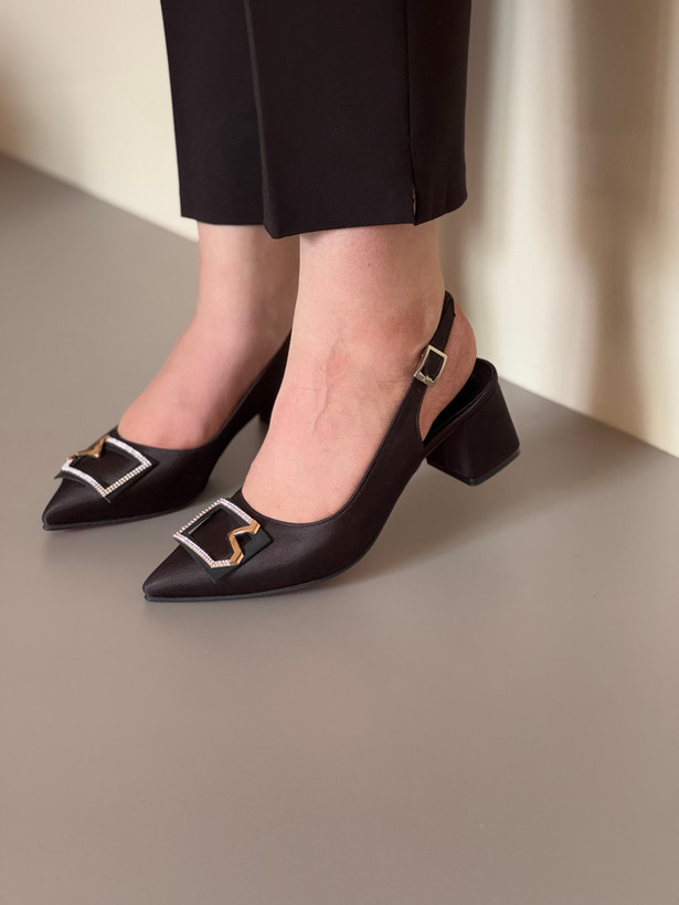 کفش سگکی ساتن مشکی