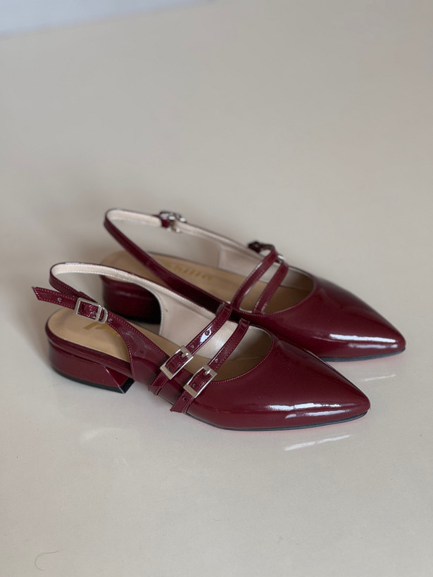 بابت دو کمر آلبالویی ورنی پاشنه دو سانت